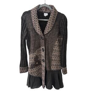 Sioni Women's Longline Patchwork Cardigan Jacket Animal Print Peplum Y2K, M
